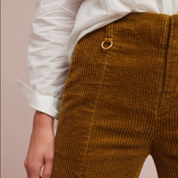 SOLD! Chartreuse Wide-wale Corduroy Trousers NWT - Picture 6 of 8